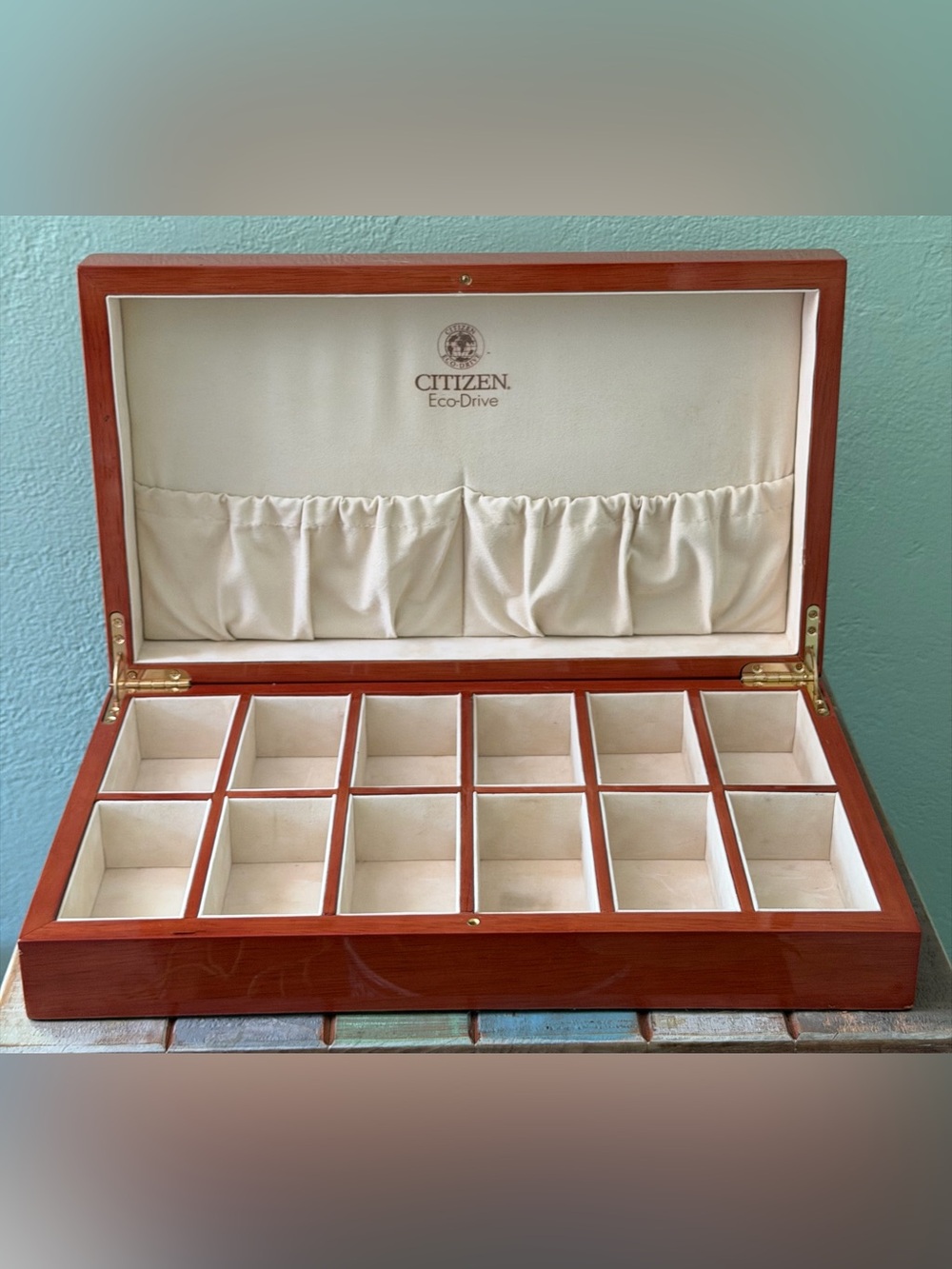 Citizen Eco-Drive Cherry Wood Watch Storage Box - 12 Slot